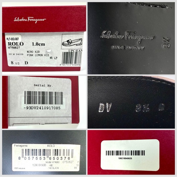 Salvatore Ferragamo Gancini Leather Colorblock Loafers 8.5 Black Pink Ivory NEW - Picture 16 of 17